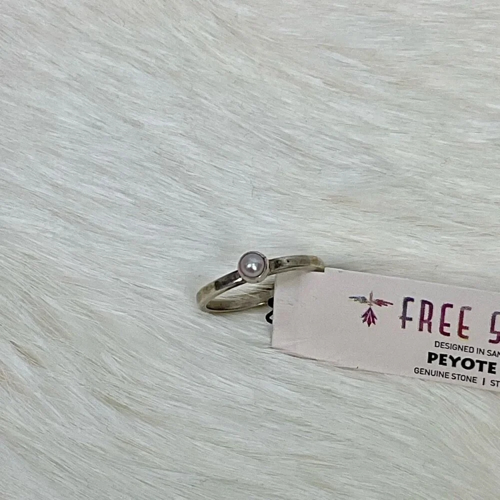NWT Peyote Bird Designs Free Spirit Sterling Silver Pearl Ring Size 6.5